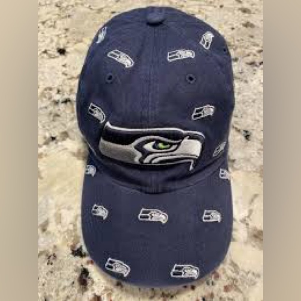 Seattle Seahawks ‘47 All Over Logo Hat Adjustable Navy